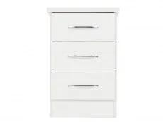 Seconique Nevada White High Gloss 3 Drawer Bedside Table
