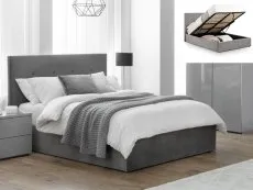 Julian Bowen Julian Bowen Shoreditch 4ft6 Double Grey Velvet Fabric Ottoman Bed Frame