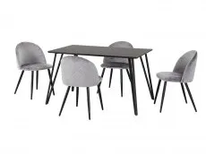 Seconique Seconique Marlow Black Marble Effect Dining Table and 4 Grey Velvet Chairs