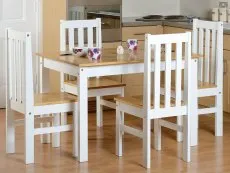 Seconique Seconique Ludlow White and Oak Dining Table and 4 Chair Set