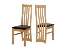 Seconique Seconique Ainsley Set of 2 Oak Effect and Faux Leather Dining Chairs