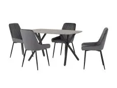 Seconique Seconique Athens Concrete Effect Dining Table with 4 Avery Grey Velvet Chairs