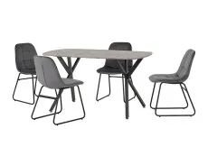 Seconique Seconique Athens Concrete Effect Dining Table with 4 Lukas Grey Velvet Chairs