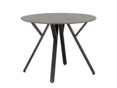 Seconique Athens Concrete Effect Round Dining Table with 4 Lukas Grey Velvet Chairs