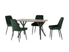 Seconique Seconique Athens Oak Effect Dining Table with 4 Avery Green Velvet Chairs