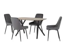 Seconique Seconique Athens Oak Effect Dining Table with 4 Avery Grey Velvet Chairs