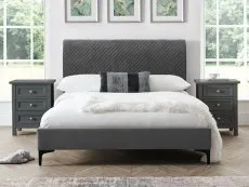 Julian Bowen Julian Bowen Sanderson Diamond 4ft6 Double Grey Quilted Velvet Fabric Bed Frame