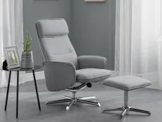 Julian Bowen Julian Bowen Aria Grey Linen Recliner Chair with Footstool