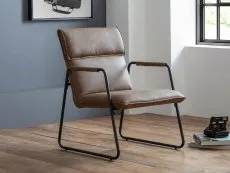 Julian Bowen Julian Bowen Gramercy Brown Faux Leather Accent Chair