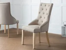Julian Bowen Julian Bowen Loire Set of 2 Oatmeal Fabric Dining Chairs