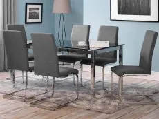 Julian Bowen Julian Bowen Roma Set of 2 Grey Fabric and Chrome Dining Chair
