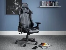 Julian Bowen Julian Bowen Meteor Black and Grey Faux Leather Gaming Chair