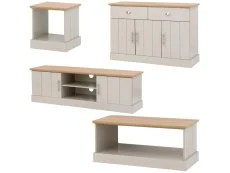 GFW GFW Kendal Light Grey and Oak 4 Piece Large Living Room Furniture Set