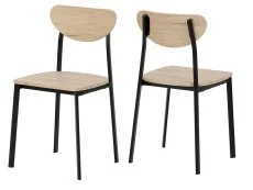 Seconique Seconique Riley Black and Oak Dining Table and 4 Chair Set