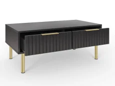GFW Nervata Black and Gold 2 Drawer Coffee Table