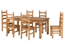 Seconique Corona Pine 182cm Dining Table and 6 Chair Set