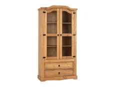 Seconique Seconique Corona Pine and Glass 2 Door 2 Drawer Display Cabinet