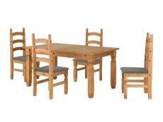 Seconique Seconique Corona Pine Dining Table and 4 Grey Fabric Chairs