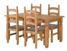 Seconique Seconique Corona Pine Dining Table and 4 Grey Fabric Chairs