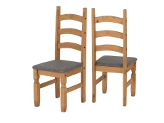 Seconique Seconique Corona Set of 2 Pine and Grey Fabric Dining Chairs