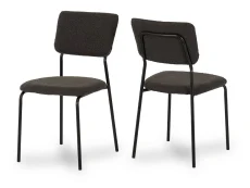 Seconique Seconique Sheldon Glass and Black Dining Table and 4 Grey Boucle Fabric Chairs