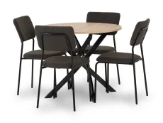 Seconique Seconique Sheldon Sonoma Oak Dining Table and 4 Grey Boucle Fabric Chairs