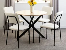 Seconique Seconique Sheldon Sonoma Oak Dining Table and 4 Ivory Boucle Fabric Chairs