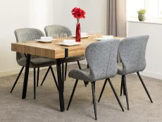 Seconique Seconique Treviso Oak Dining Table and 4 Quebec Grey Faux Leather Chairs