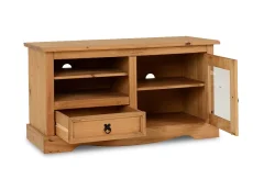 Seconique Seconique Corona Pine and Glass 1 Door 1 Drawer TV Cabinet