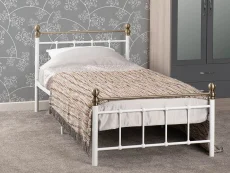 Seconique Seconique Marlborough 3ft Single White and Brass Metal Bed Frame