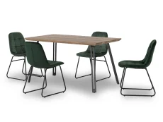 Seconique Seconique Quebec Oak Effect Dining Table and 4 Lukas Green Velvet Chairs