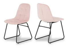 Seconique Seconique Quebec Wave Oak Effect Dining Table and 4 Lukas Pink Velvet Chairs