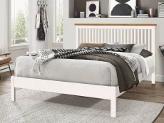Time Living Time Living Ascot 5ft King Size White and Oak Wooden Bed Frame