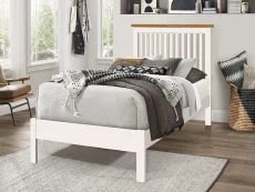 Time Living Time Living Ascot 3ft Single White and Oak Wooden Bed Frame