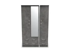 Welcome Welcome Avon 3 Door 4 Drawer Mirrored Triple Wardrobe (Assembled)