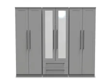 Welcome Welcome Beverley 6 Door 2 Drawer Tall Mirrored Wardrobe (Assembled)