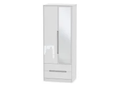 Welcome Monaco Gloss 2 Door 2 Drawer Tall Mirrored Double Wardrobe (Assembled)