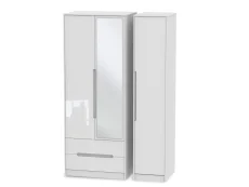 Welcome Welcome Monaco Gloss 3 Door 2 Drawer Tall Mirrored Triple Wardrobe (Assembled)