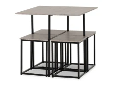 Seconique Seconique Kent Stowaway Stone Effect and Black Dining Table and 4 Stools
