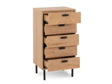 Seconique Seconique Leon Oak 5 Drawer Tall Narrow Chest of Drawers