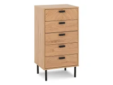 Seconique Seconique Leon Oak 5 Drawer Tall Narrow Chest of Drawers