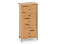 Seconique Seconique Oslo Antique Pine 5 Drawer Tall Narrow Chest of Drawers