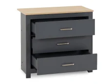 Seconique Seconique Portland Grey and Oak 3 Drawer Chest of Drawers