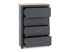 Seconique Seconique Portland Grey and Oak 4 Drawer Chest of Drawers