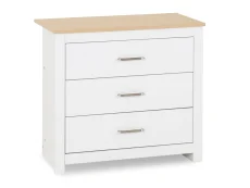 Seconique Seconique Portland White and Oak 3 Drawer Chest of Drawers