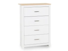 Seconique Seconique Portland White and Oak 4 Drawer Chest of Drawers