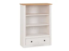 Seconique Seconique Panama White and Waxed Pine 1 Drawer Bookcase