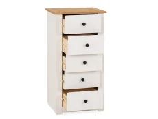 Seconique Panama White and Waxed Pine 5 Drawer Chest of Drawers