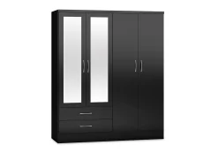 Seconique Seconique Nevada Black High Gloss 4 Piece Large Bedroom Furniture Package