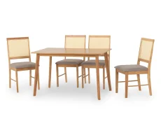 Seconique Austin Oak Dining Table and 4 Ellis Rattan Dining Chair Set